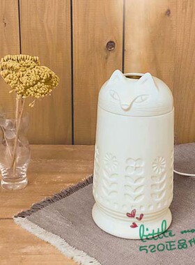 日本代购 白色猫咪 可爱陶制USB加湿器