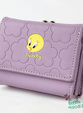 日本代购  TweetyBird崔弟 翠迪 时尚紫色蛙口折叠短款钱包