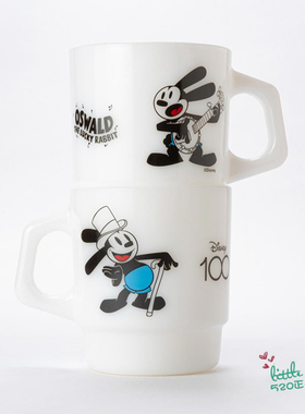 日本代购 Mickey mouse米奇 幸运兔 可爱白色玻璃杯马克杯