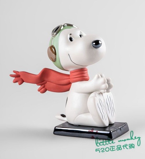 日本代购 snoopy史努比 飞行员 精致陶瓷公仔人偶装饰摆件