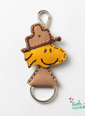 日本代购 snoopy史努比 小黄鸟 50th纪念牛皮钥匙扣挂件钥匙圈