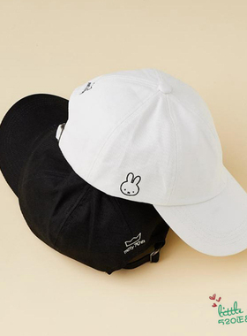 日本代购 Miffy米菲兔 白色 黑色 休闲可爱刺绣帽子 鸭舌帽