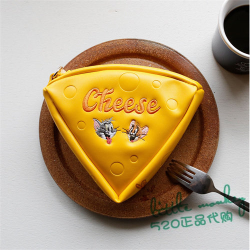 日本代购 tom and jerry 猫和老鼠 奶酪 刺绣 化妆包小物收纳包