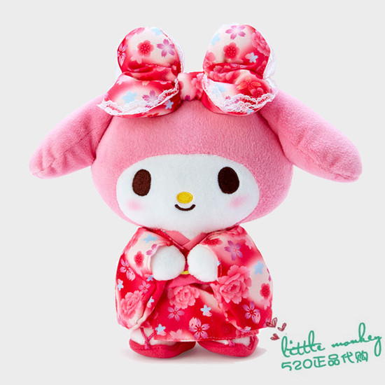 日本代购 my melody红色和服美乐蒂 可爱 和风毛绒公仔玩偶挂件