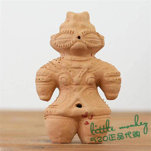 日本代购 传统和风 素烧 可爱 陶俑 土偶 摆件装饰