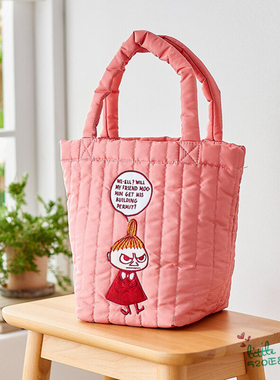 日本代购 Moomin精灵姆明 亚美 粉红色 刺绣手提包 手提袋