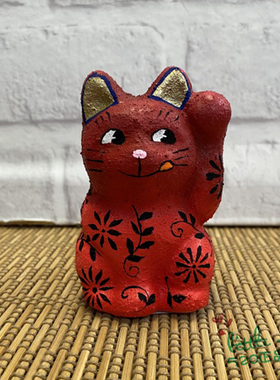 日本代购 红色招财猫 匠人手工 可爱 传统和风和纸日式开运摆件