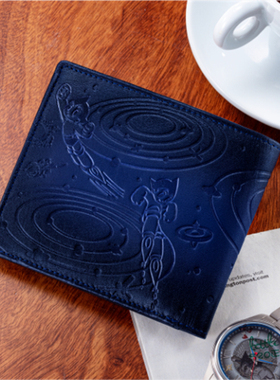 日本代购 铁臂阿童木 70th纪念蓝色真皮折叠短款钱包