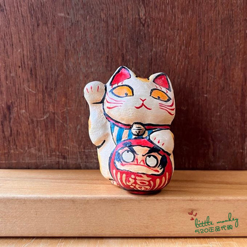 日本代购 招财猫 达摩 职人手工制作 传统和风张子风开运招福摆件