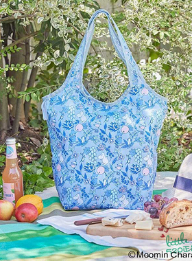 日本代购 Moomin精灵姆明 时尚可爱蓝色购物包野餐包手提包单肩包