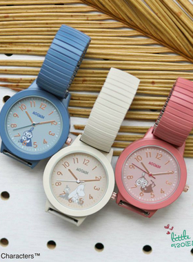 日本代购 Moomin姆明 亚美 史力奇 时尚彩色不锈钢表带手表 腕表