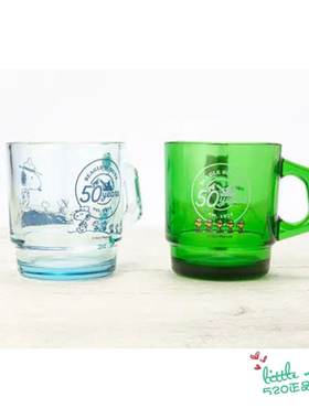 日本代购 snoopy史努比 50周年纪念 玻璃杯水杯