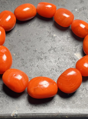 保山料南红玛瑙 天然原矿柿子红满肉随形手串 男款单圈手链48.9克