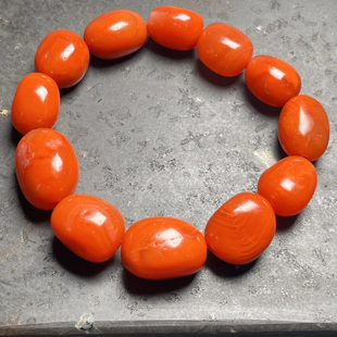 保山料南红玛瑙 天然原矿柿子红满肉随形手串 男款单圈手链48.9克