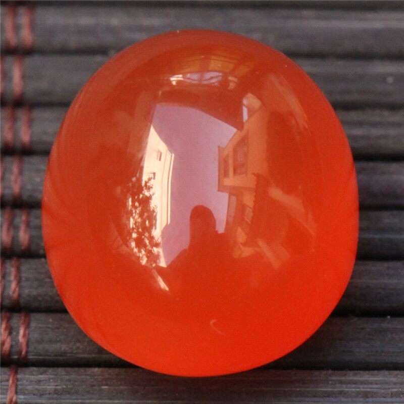 天然保山南红 宝石级无裂原矿冰红蛋面 戒面裸石吊坠小挂件4.7克