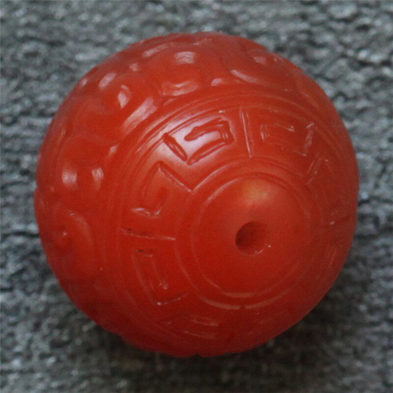 保山南红玛瑙 天然原矿回纹珠无胶祥云珠 文玩多宝配饰配珠 15mm