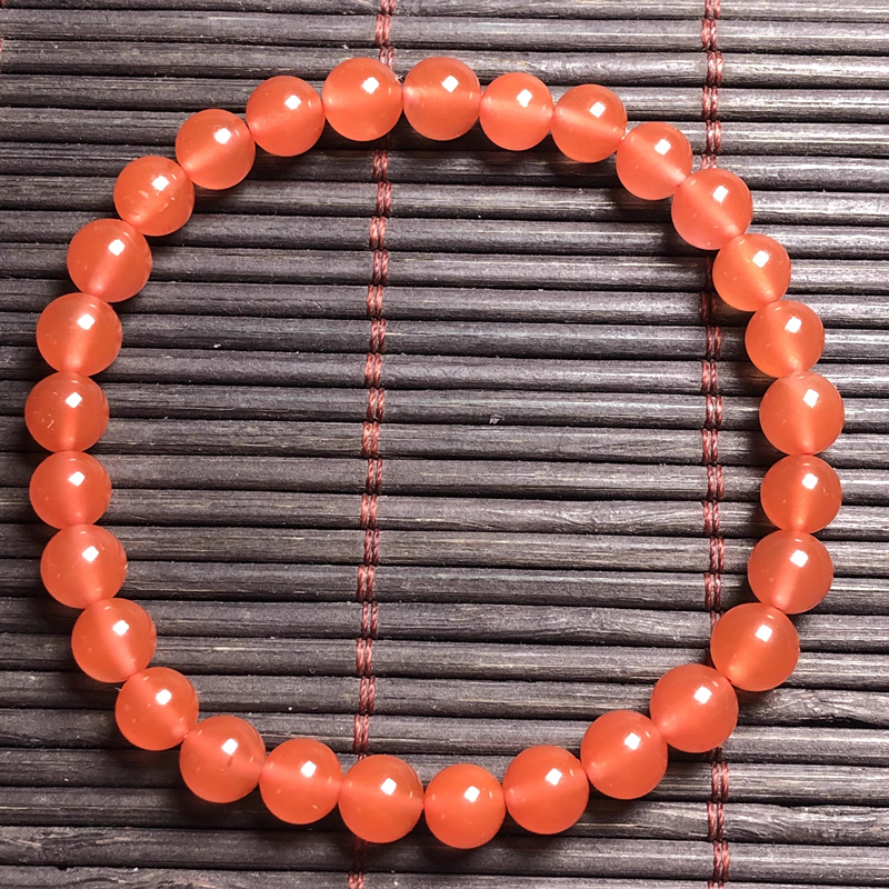 保山料南红玛瑙 天然无裂原矿冰红满色单圈女士女款手串 手链 6mm