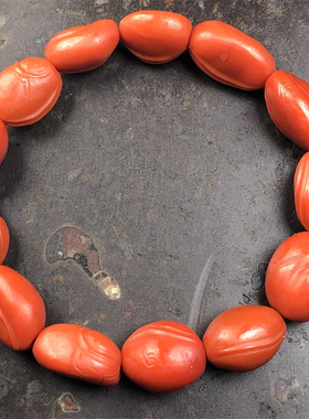 保山老南红阿东寨天然原矿柿子红满色满肉锦红随形单圈手串31.2克