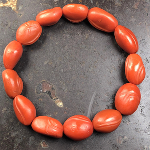 保山老南红阿东寨天然原矿柿子红满色满肉锦红随形单圈手串31.2克