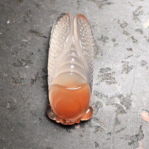 川料南红 无裂原矿冰飘高冰俏色金蝉知了挂件一鸣惊人吊坠 7.87克