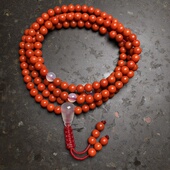 云南保山老南红玛瑙无裂原矿柿子红满色满肉锦红108项链毛衣链4mm