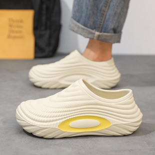 新款厨师鞋男秋季防滑防水厨房厚底轻质劳保鞋踩屎感工作包头拖鞋