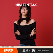 MIMI FANTASY性感挂脖露肩连体衣2025秋冬一字肩免穿文胸收腰显瘦