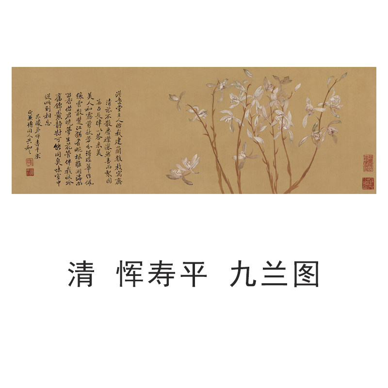 清恽寿平九兰图花鸟画装饰画芯心高清微喷打印宣纸复制画