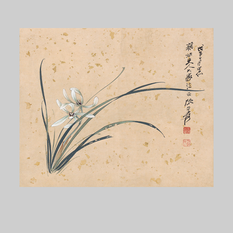 张大千兰花花鸟名家字画书画装饰画芯心高清微喷打印宣纸复制