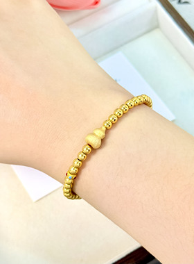 足银999电镀金色diy拉丝葫芦光珠红绳手链