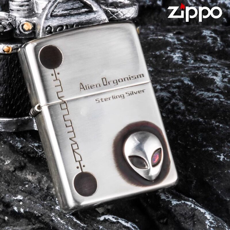 zippo芝宝正版打火机外星人纯银限量版之宝正品防风煤油男士火机