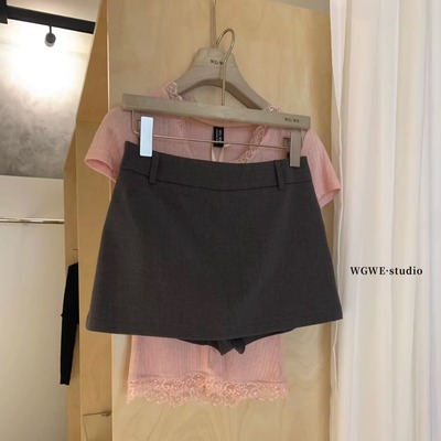 WGWE2026早春新款小个子高级感A字高腰西装半身裙辣妹包臀短裙女