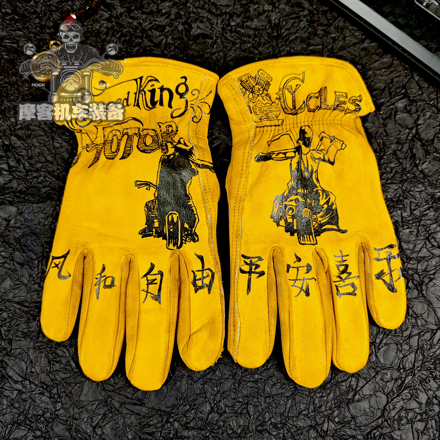 纯牛皮手套风和自由复古做旧骑行摩托机车骑士哈雷凯旋巡航骑手