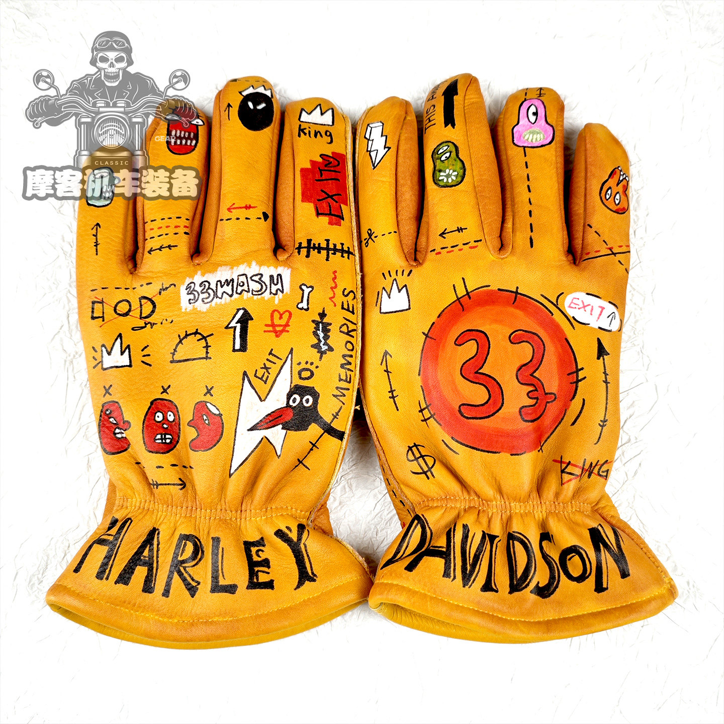 头层牛皮手套男士复古做旧真皮骑行摩托车四季骑行骑士哈雷巡航车