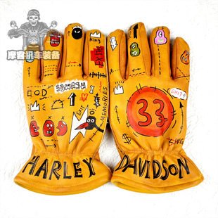 头层牛皮手套男士复古做旧真皮骑行摩托车四季骑行骑士哈雷巡航车