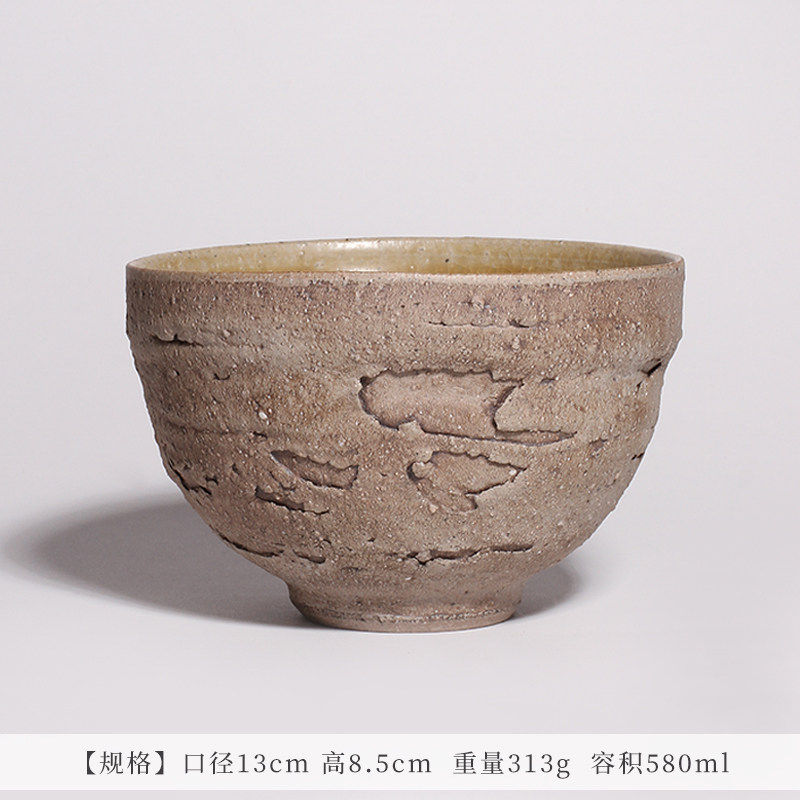 中国台湾省陶艺家章格铭亲签款手工灰釉大茶碗点茶抹茶杯陶瓷茶具