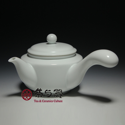 三希官方牙白r12握把陶瓷茶壶