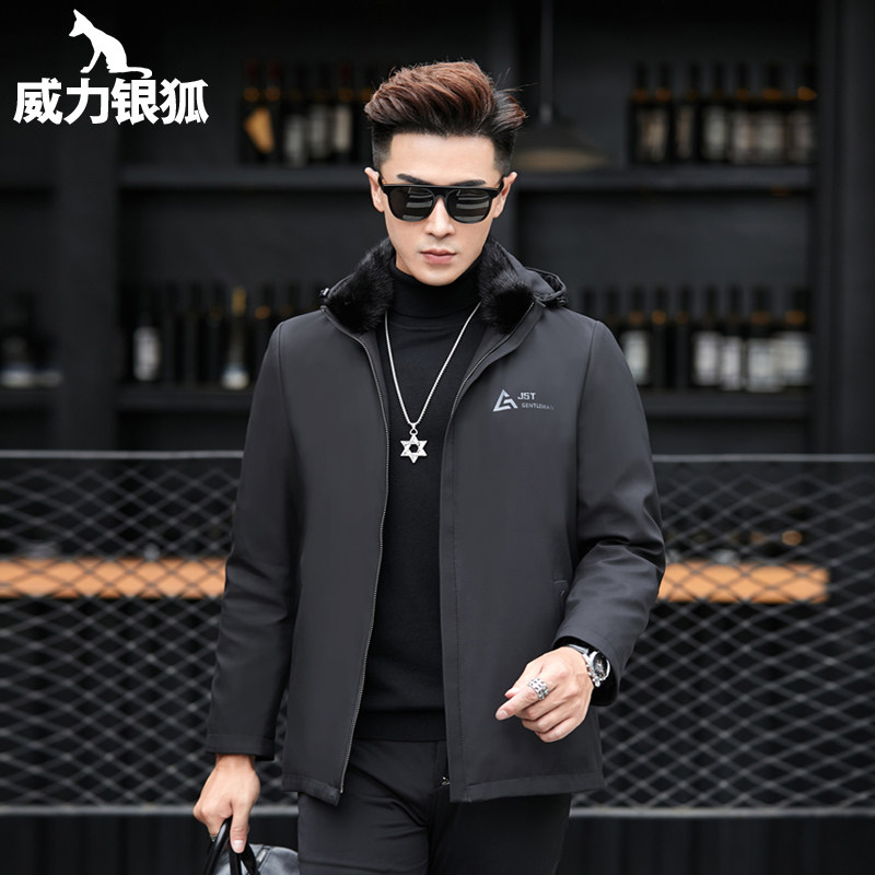 2024男士新款貂皮内胆派克服水貂毛大衣短款海宁皮草皮毛一体外套