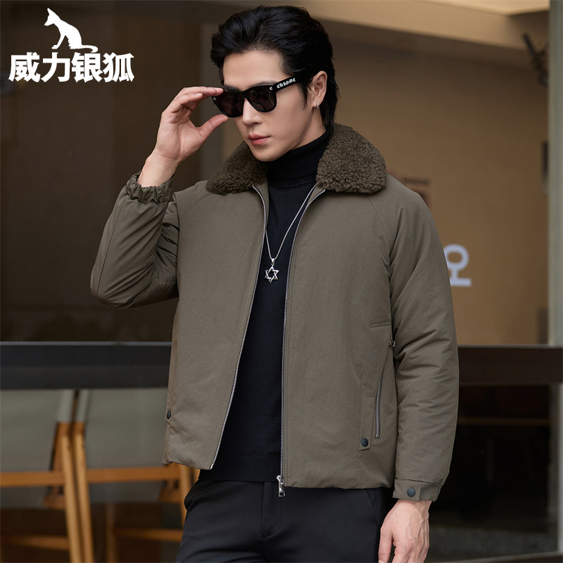 短款时尚水貂派克服男士海宁皮草