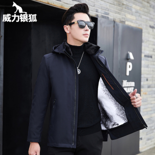 海宁皮毛一体派克服可拆卸内胆貂皮大衣外套水貂冬款 短款 男士 新款