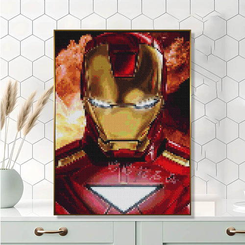 2026新款漫威钢铁侠钻石画儿童男孩手工diy点钻砖十字绣房间卧室