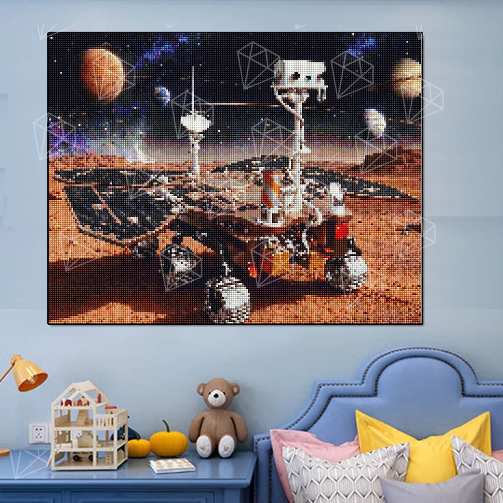 航天科技祝融号方钻石画火星探测车儿童小学生男孩手工DIY点钻画