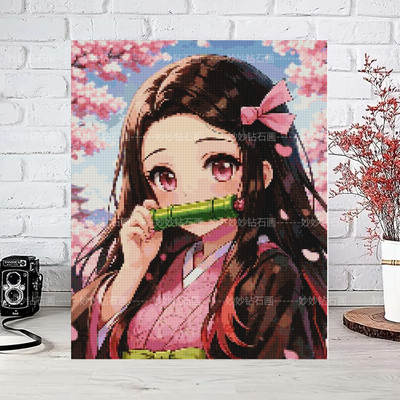 鬼灭之刃祢豆子弥豆子全钻石画DIY手工Demonslayer水晶刺绣十字绣