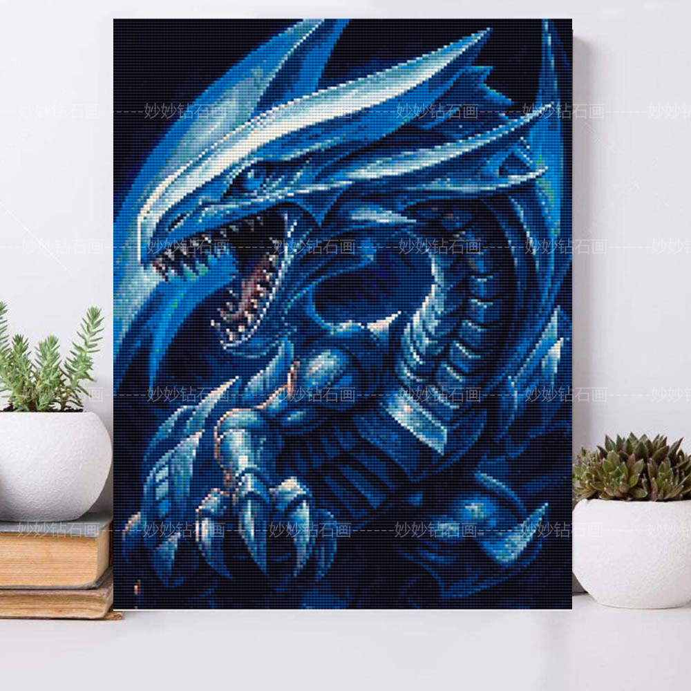2026新款游戏王青眼白龙钻石画儿童房装饰男孩diy手工点钻十字绣