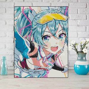 Miku二次元初音未来钻石画儿童房床头画女男孩DIY手工砖石绣