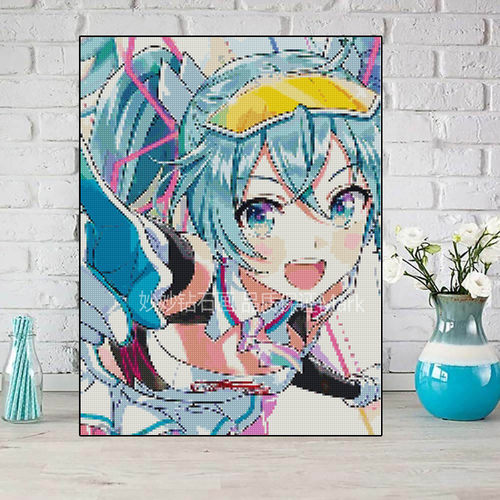 Miku二次元初音未来钻石画儿童房床头画女男孩DIY手工砖石绣