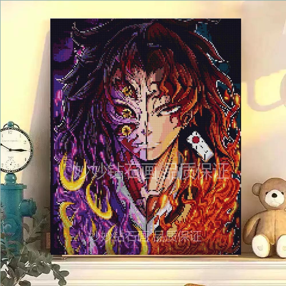 黑死牟钻石画男生diy手工儿童房床头挂画男孩点钻十字绣鬼灭之刃