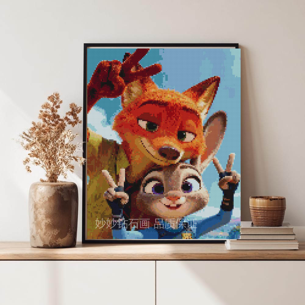 Zootopia疯狂动物城2朱迪尼克钻石画女孩儿童手工diy砖石尼克朱迪