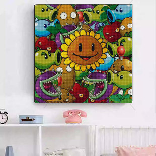 复杂植物大战僵尸钻石画儿童小学生女孩男孩5DIY手工贴砖石十字绣