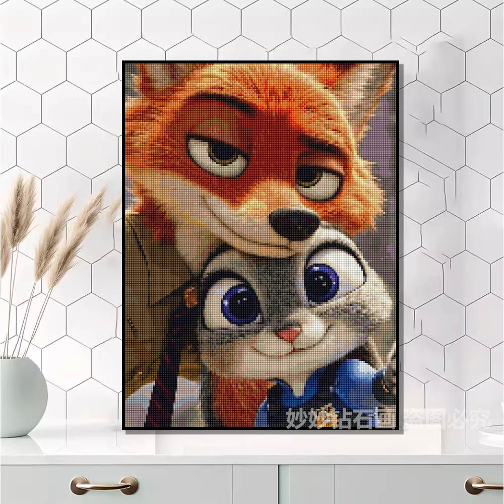 疯狂动物城朱迪尼克钻石画儿童成人手工DIY女孩砖石画点钻十字绣,居家布艺,钻石绣,淘宝优惠券,粉丝福利购,淘宝优惠卷